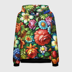 Мужская толстовка Жостово роспись цветы традиционный узор