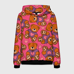 Мужская толстовка Мишки игрушки в розовых свитерах и сердечки