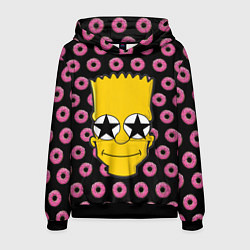 Толстовка-худи мужская Барт Симпсон на фоне пончиков, цвет: 3D-черный