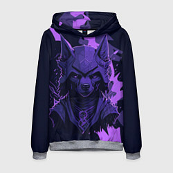 Толстовка-худи мужская Фиолетовый волк в доспехах, цвет: 3D-меланж