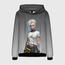 Толстовка-худи мужская Блондинка в белой футболке Cyberpunk 2077, цвет: 3D-черный