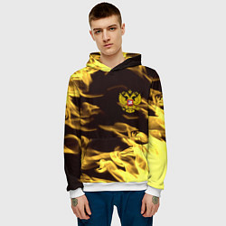 Толстовка-худи мужская Имперская Россия желтый огонь, цвет: 3D-белый — фото 2