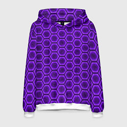 Толстовка-худи мужская Энергетический щит - фиолетовый, цвет: 3D-белый