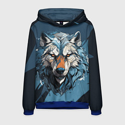 Толстовка-худи мужская Красивый грозный волк, цвет: 3D-синий