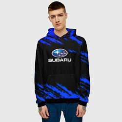 Толстовка-худи мужская Subaru текстура авто, цвет: 3D-черный — фото 2