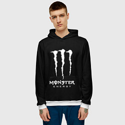 Толстовка-худи мужская Monster energy белое лого, цвет: 3D-белый — фото 2