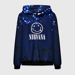 Толстовка-худи мужская Nirvana рок краски, цвет: 3D-черный