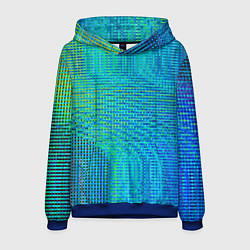 Толстовка-худи мужская Синусоидные волны из квадратиков, цвет: 3D-синий