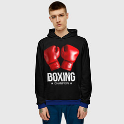 Толстовка-худи мужская Boxing Champion, цвет: 3D-синий — фото 2