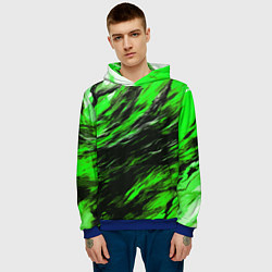 Толстовка-худи мужская Чёрная и зелёная буря, цвет: 3D-синий — фото 2