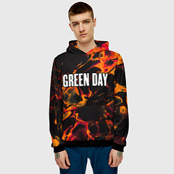 Толстовка-худи мужская Green Day red lava, цвет: 3D-черный — фото 2