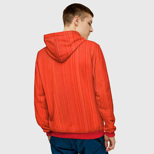 Мужская толстовка Морковный полосатая рябь / 3D-Красный – фото 4
