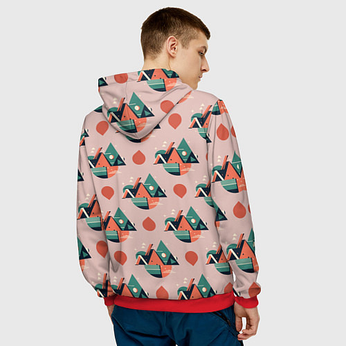 Мужская толстовка Абстракция, треугольник / 3D-Красный – фото 4