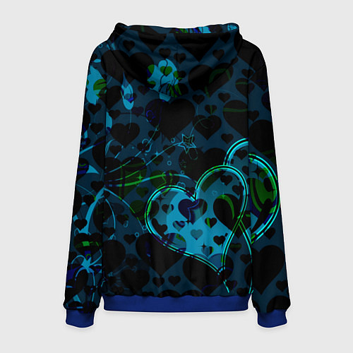 Мужская толстовка Сердечки узоры / 3D-Синий – фото 2