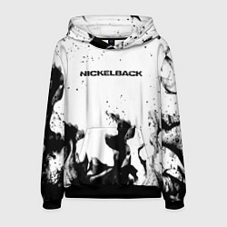Толстовка-худи мужская Nickelback серый дым рок, цвет: 3D-черный