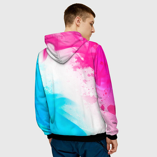 Мужская толстовка Palworld neon gradient style вертикально / 3D-Черный – фото 4