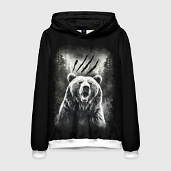 Толстовка-худи мужская Большой бурый медведь, цвет: 3D-белый