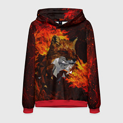 Толстовка-худи мужская Fire fox flame, цвет: 3D-красный