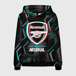 Мужская толстовка Arsenal FC в стиле glitch на темном фоне