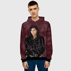 Толстовка-худи мужская Michael Jackson на бордовом фоне, цвет: 3D-черный — фото 2