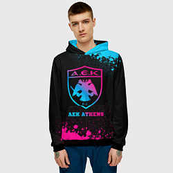 Толстовка-худи мужская AEK Athens - neon gradient, цвет: 3D-черный — фото 2