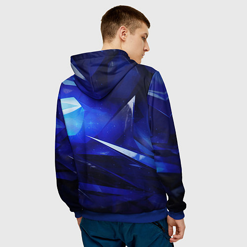 Мужская толстовка Black and blue abstract background sport style / 3D-Синий – фото 4
