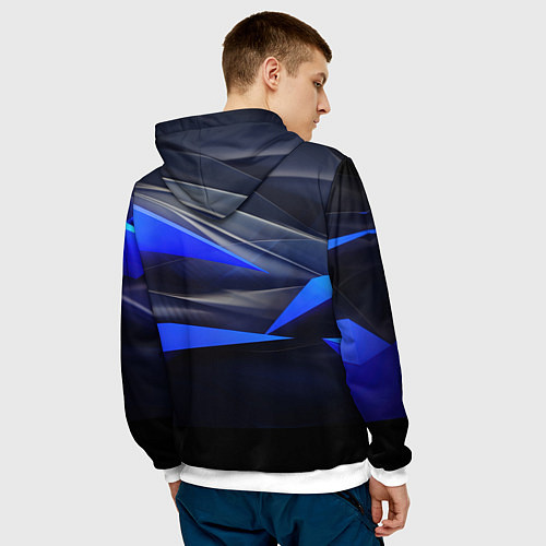 Мужская толстовка Black and blue abstract background sport style / 3D-Белый – фото 4