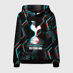 Мужская толстовка Tottenham FC в стиле glitch на темном фоне