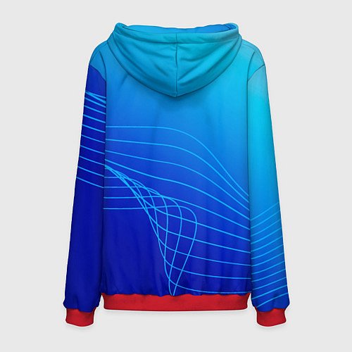 Мужская толстовка Синий градиент полосы / 3D-Красный – фото 2