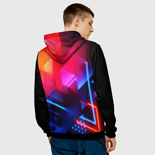 Мужская толстовка Нинтендо неоновый стиль игромания / 3D-Черный – фото 4