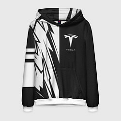 Толстовка-худи мужская Tesla - carbon texture, цвет: 3D-белый