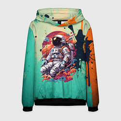 Толстовка-худи мужская Космонавт и планеты, цвет: 3D-черный