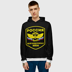 Толстовка-худи мужская Железнодорожные войска - Россия, цвет: 3D-белый — фото 2