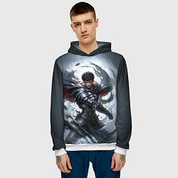 Толстовка-худи мужская Берсерк - нейросеть, цвет: 3D-белый — фото 2