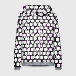 Толстовка-худи мужская Киберпанк узор из шестиугольников розовый, цвет: 3D-меланж