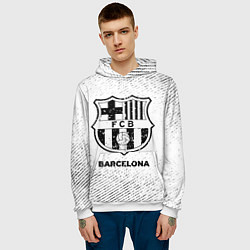 Толстовка-худи мужская Barcelona с потертостями на светлом фоне, цвет: 3D-белый — фото 2