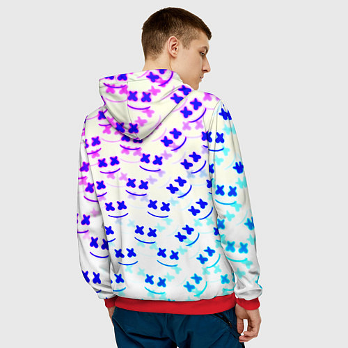 Мужская толстовка Marshmello pattern neon / 3D-Красный – фото 4