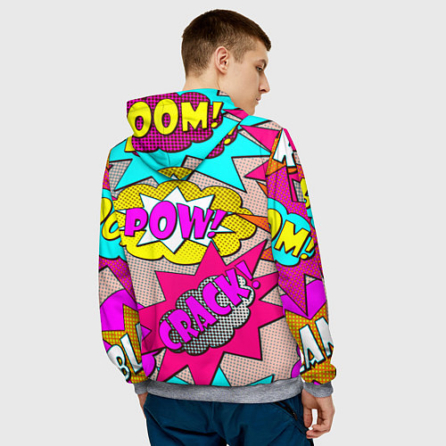 Мужская толстовка Pop art - pow / 3D-Меланж – фото 4