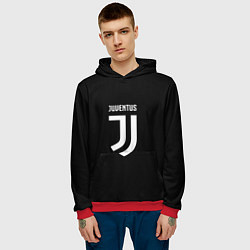 Толстовка-худи мужская Juventus sport fc белое лого, цвет: 3D-красный — фото 2