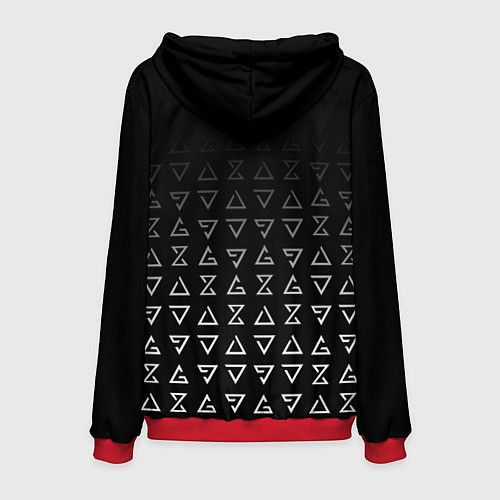 Мужская толстовка The witcher - red logo / 3D-Красный – фото 2
