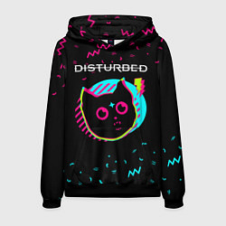 Толстовка-худи мужская Disturbed - rock star cat, цвет: 3D-черный