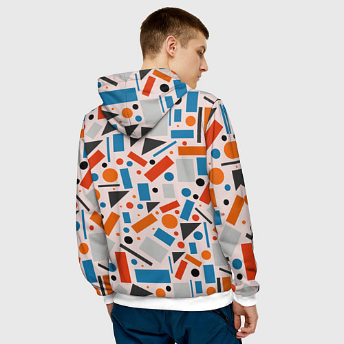 Мужская толстовка Прямоугольники и круги / 3D-Белый – фото 4