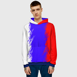 Толстовка-худи мужская Штрихи триколор, цвет: 3D-синий — фото 2