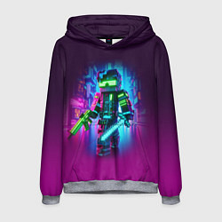Мужская толстовка Cyberpunk and Minecraft - collaboration ai art