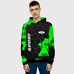Толстовка-худи мужская Ford green sport hexagon, цвет: 3D-черный — фото 2