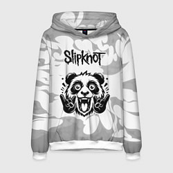 Толстовка-худи мужская Slipknot рок панда на светлом фоне, цвет: 3D-белый