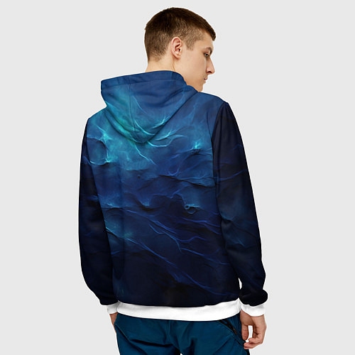Мужская толстовка Абстрактные волны глубины / 3D-Белый – фото 4