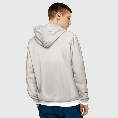 Мужская толстовка Белая мордашка смайла и дырка в треснувшей стене / 3D-Белый – фото 4