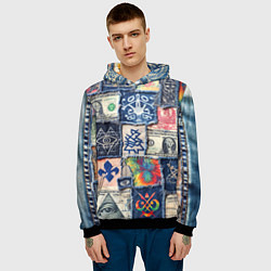 Толстовка-худи мужская Баксы на дениме пэчворк, цвет: 3D-черный — фото 2