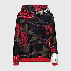 Мужская толстовка Череп и красные розы
